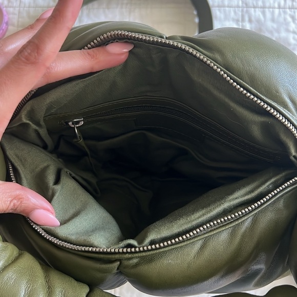 Stylism Leather Olive Green Puffer Bag - Picture 7 of 9